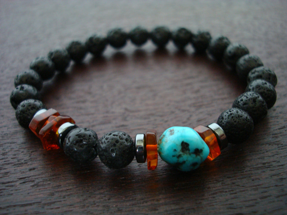 Men's Arizona Turquoise & Baltic Amber Positive Energy Bracelet