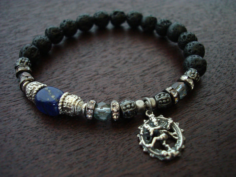 Women's Lapis Throat & Third Eye Chakra Mala Bracelet