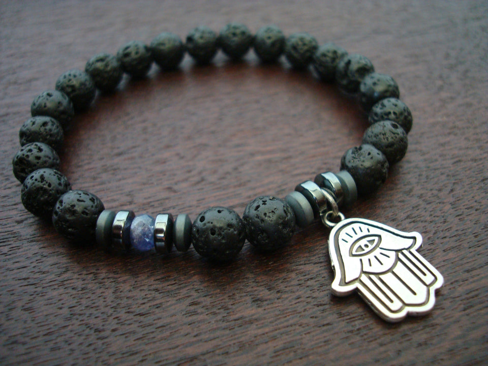 Unisex Tanzanite & Lava Rock Spiritual Awareness Bracelet