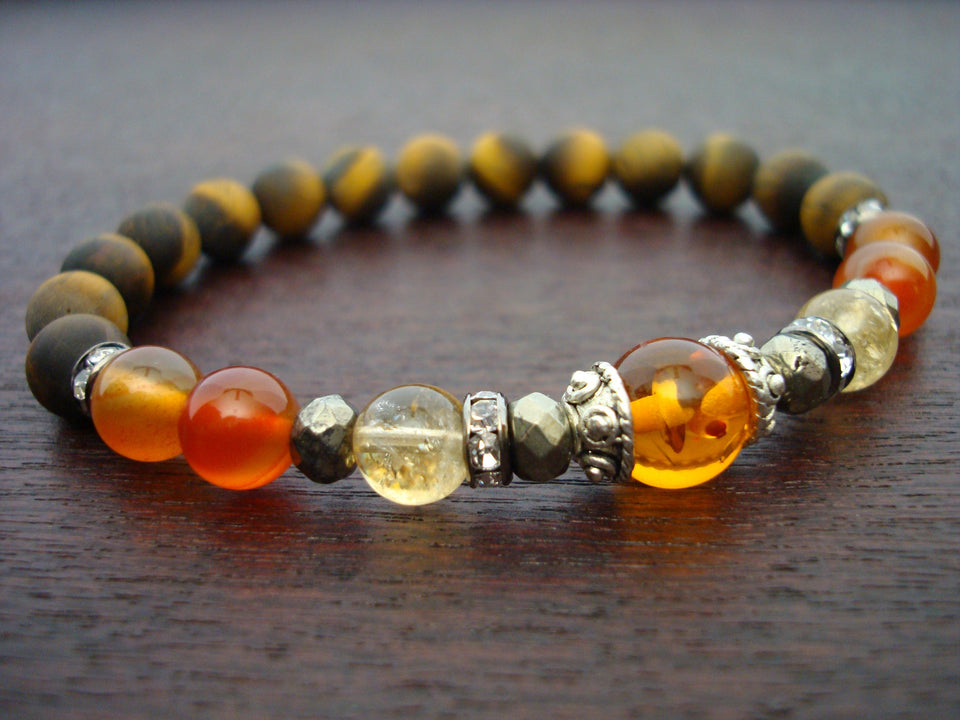Women's Amber & Carnelian Creativity & Energizing Mala Bracelet