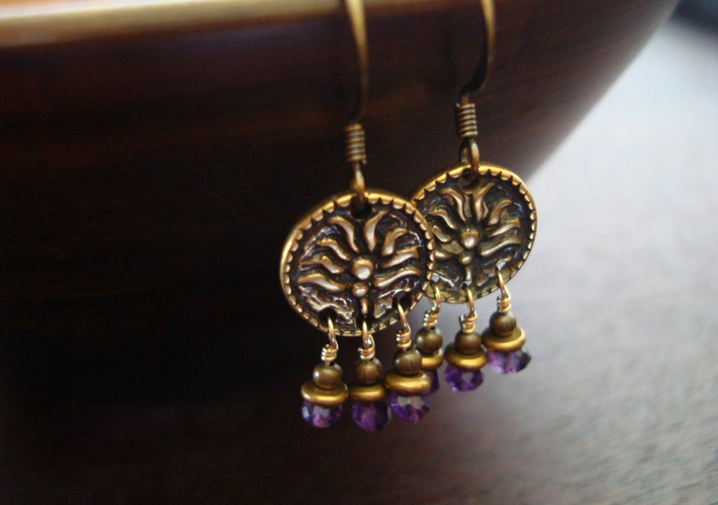 Women's Amethyst Lotus Earrings