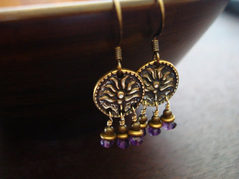 Women's Amethyst Lotus Earrings