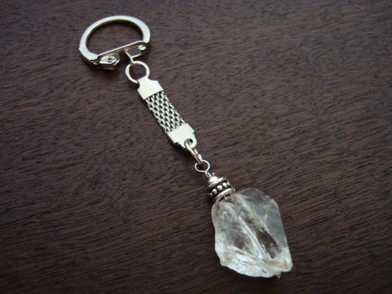 Silver Power Crystal Quartz Key Chain