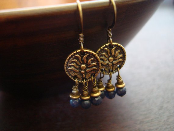 Clearance - Women's Indian Sapphire Lotus Earrings