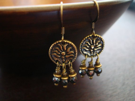 Clearance - Women's Hematite Lotus Earrings