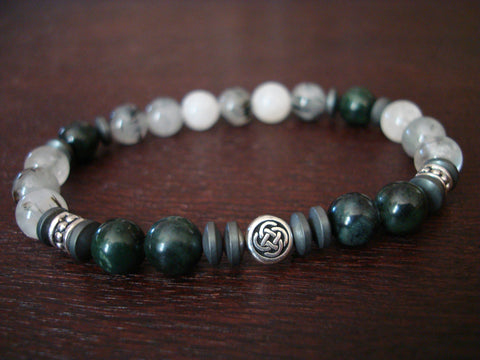 Men's Dark Jade Love & Longevity Celtic Knot Bracelet