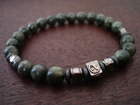 Men's Jade Yin Yang Mala Bracelet