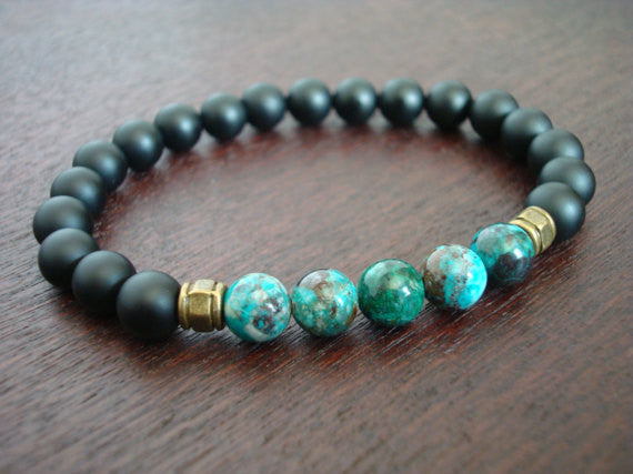 Men's Chrysocolla Power & Positivity Mala Bracelet