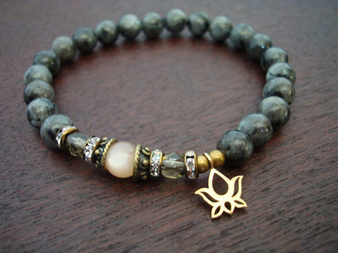 Women's Peach Moonstone Love & Strength Mala Bracelet