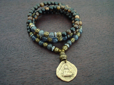 Women's Water Sapphire Buddha Mala