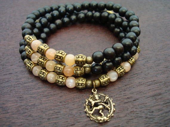 Women's Peach Moonstone Cosmic Dancer Mala
