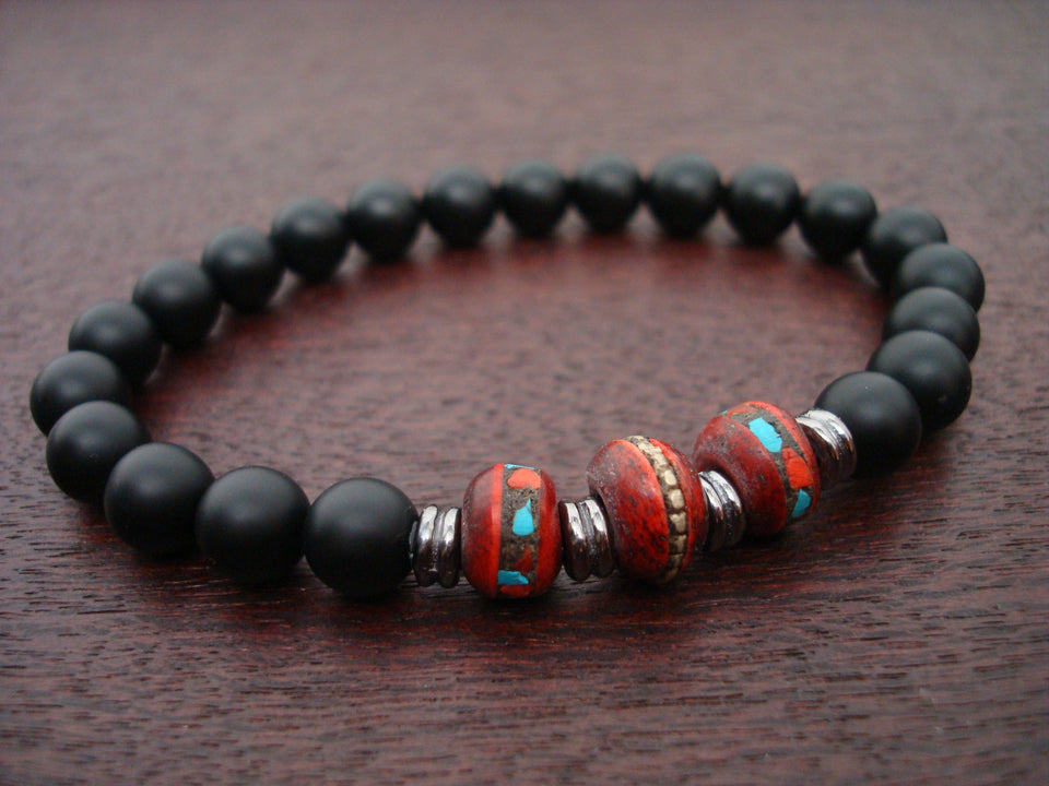 Men's Tibetan Tantric Onyx Purification Mala Bracelet
