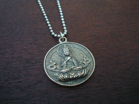 Mens Buddha Yin Yang Necklace