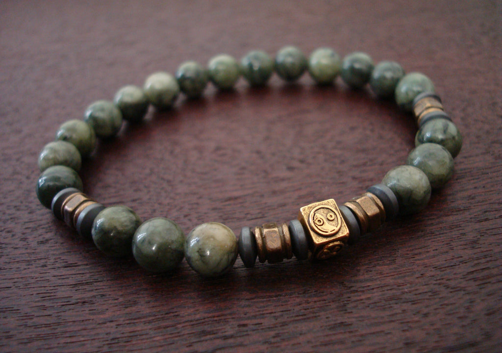 Green Jade Bracelet 8mm Beads Thread Bracelet