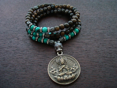 Women's Turquoise Buddha Yin Yang Mala