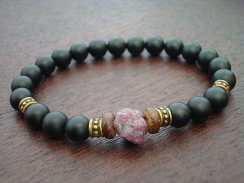 Men's Raw Ruby Compassion Mala Bracelet