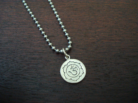 Mens Sterling Silver Om Necklace