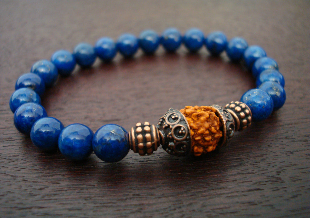 Lapis Lazuli Rudraksha Mala Bracelet