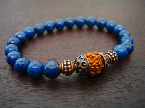 Lapis Lazuli Rudraksha Mala Bracelet