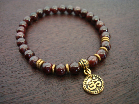 Garnet Shakti Om Mala Bracelet