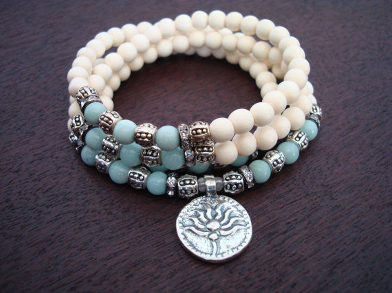 Women's Amazonite Intuition & Creativity Lotus Mala