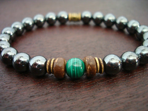 Men's Malachite & Hematite Balancing & Spiritual Growth Bracelet