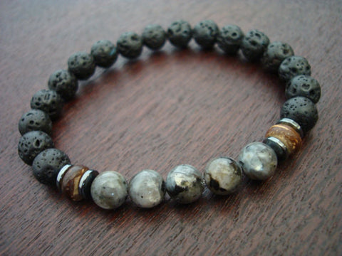 Men's Black Moonstone Protection Mala Bracelet