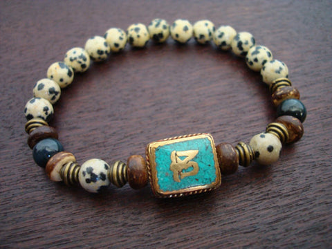 Tibetan Turquoise Protection & Willpower Om Mala Bracelet