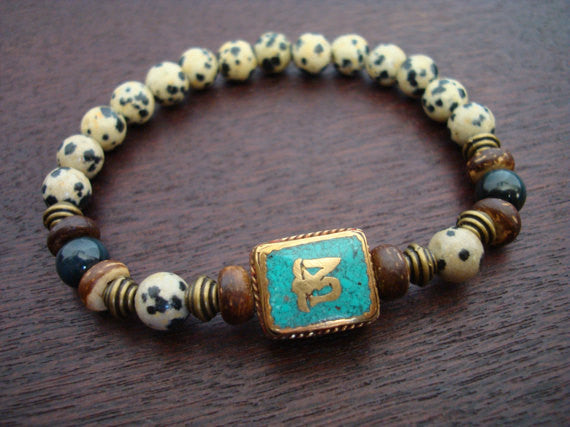 Tibetan Turquoise Protection & Willpower Om Mala Bracelet