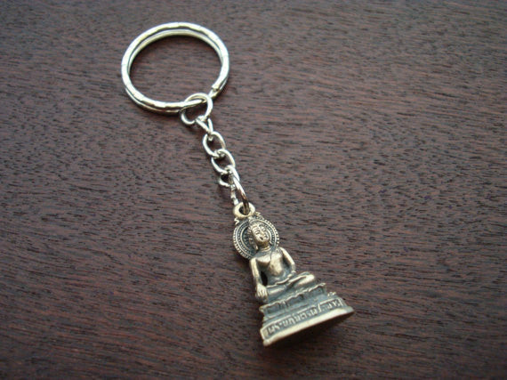 Silver Seated Buddha Key Chain