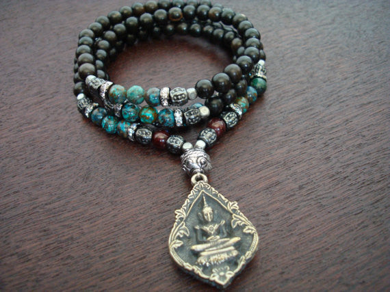 Women's Chrysocolla Positivity Buddha Mala