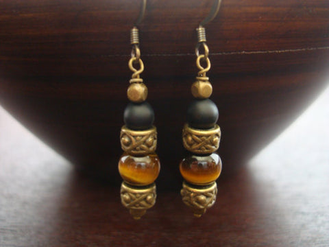 Tiger's Eye & Onyx Earrings