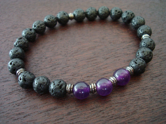 Mens Amethyst Mala Bracelet 5th Element Yoga Men s Amethyst Mala Bracelet Amethyst Large 27 Bead 8 8.5 Wrist