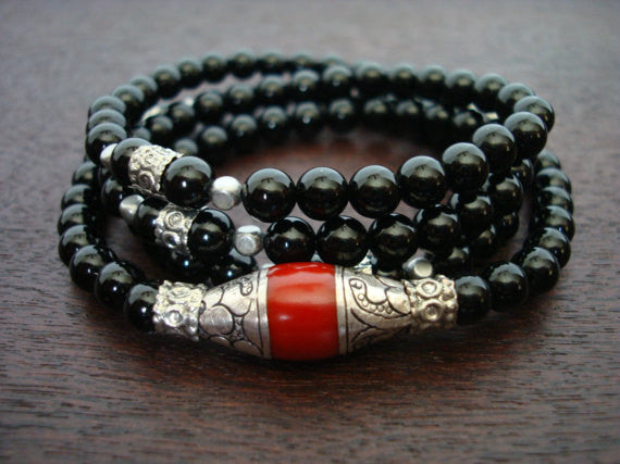 Women's Tibetan Capped Coral Mala