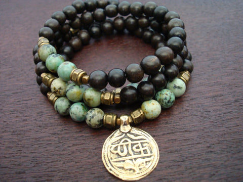 Men's African Turquoise Good Health Talisman Mala