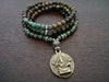 Women's Green Jasper Healing Heart Ganesha Mala