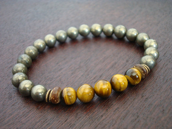 Men's Tiger's Eye Protection, Luck, & Mental Balance Bracelet