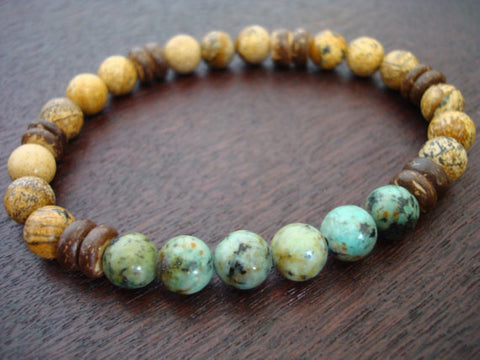 Men's African Turquoise Mala Bracelet