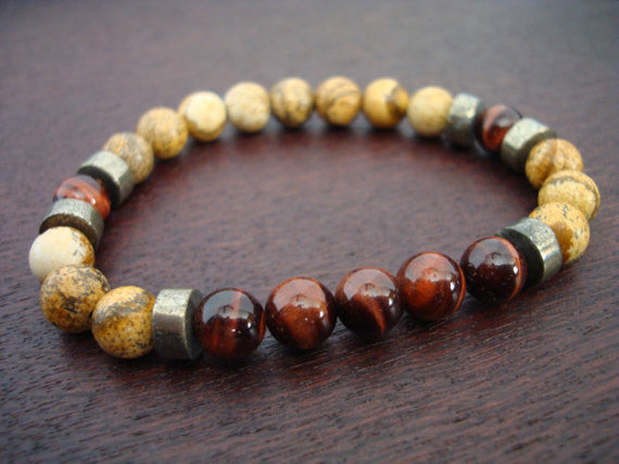 Men's Red Tiger's Eye Willpower & Vitality Mala Bracelet