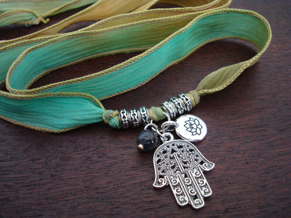 Hamsa Pendant Necklace, Hand Of God Protection Necklace - Sivan