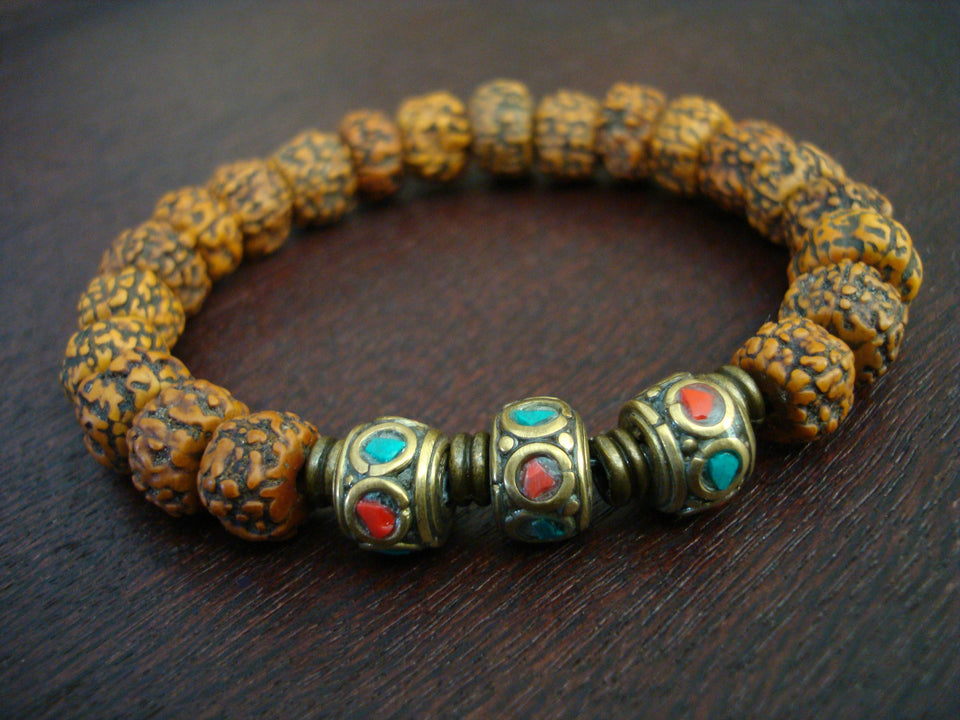 Men's Sanded Rudraksha Protection Mala Bracelet