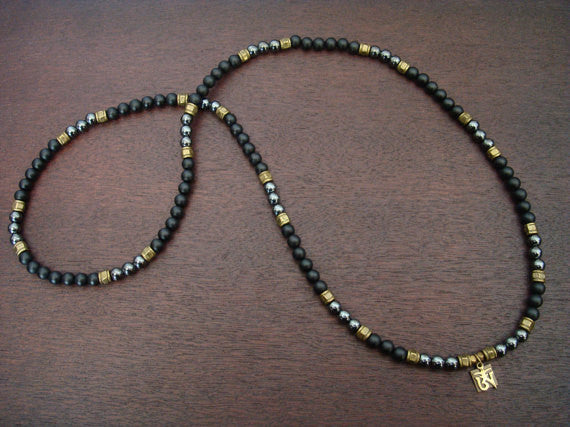 Kyanite, Lava and Hematite Beads Necklace - Nirvana Gems & Jewels