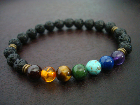 Men's Lava Rock Chakra Mala Bracelet