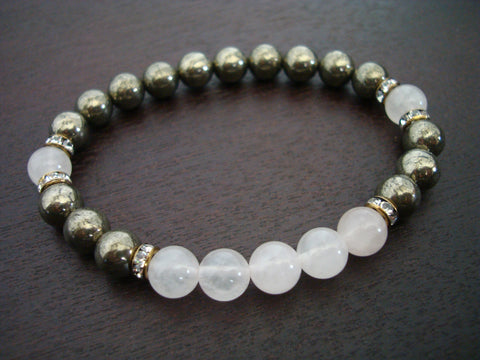 Women's Rose Quartz Love & Good Fortune Attraction Mala Bracelet