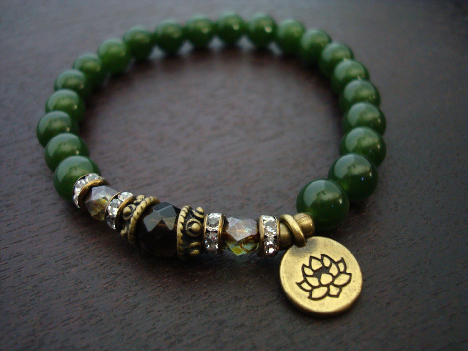 Women's Dark Jade Positivity & Prosperity Mala Bracelet