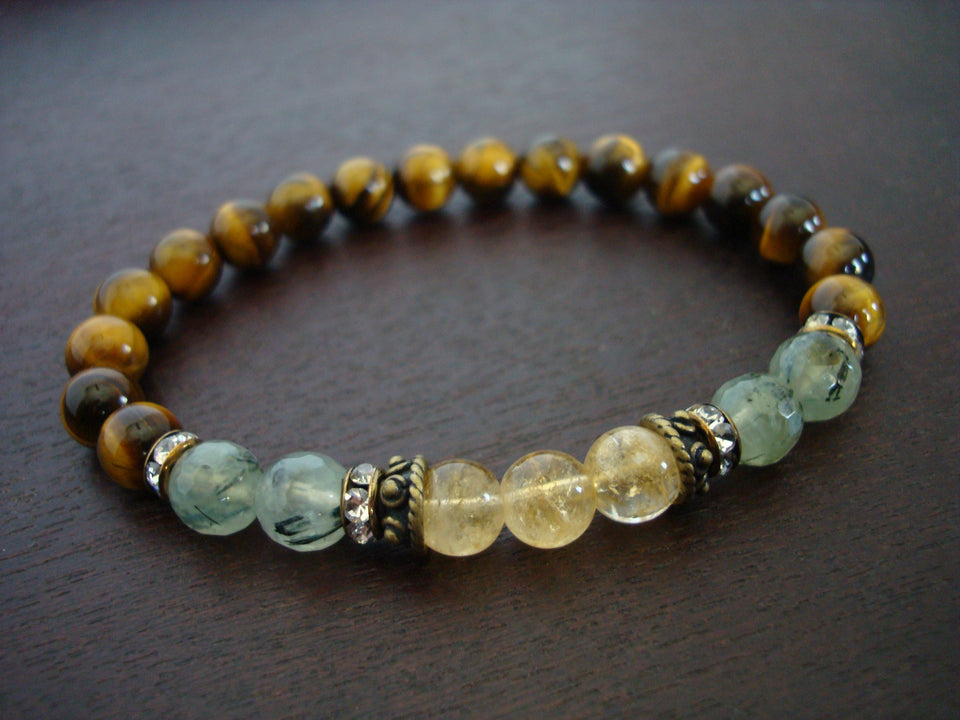 Women's Citrine & Prehnite Protection & Prosperity Bracelet