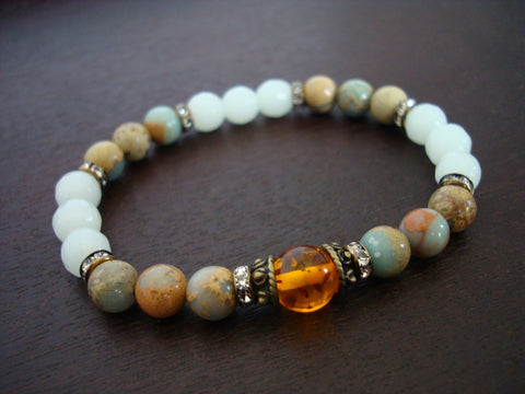 Women's Amber & African Opal Bracelet