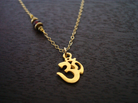 Garnet Om Necklace