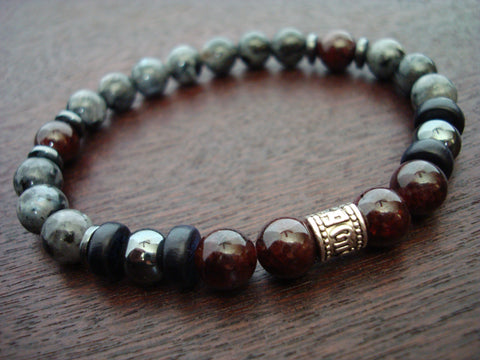 Men's Garnet Fire Chakra Talisman Mala Bracelet