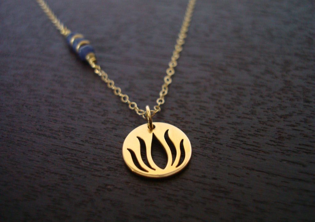Indian Sapphire Lotus Necklace